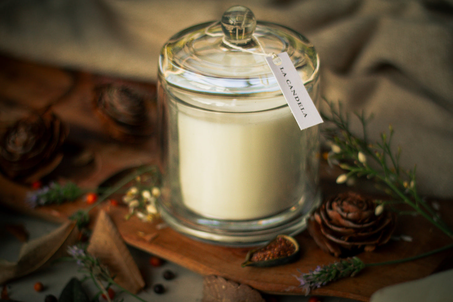 Vela de Soja Aromática con Campana de Vidrio